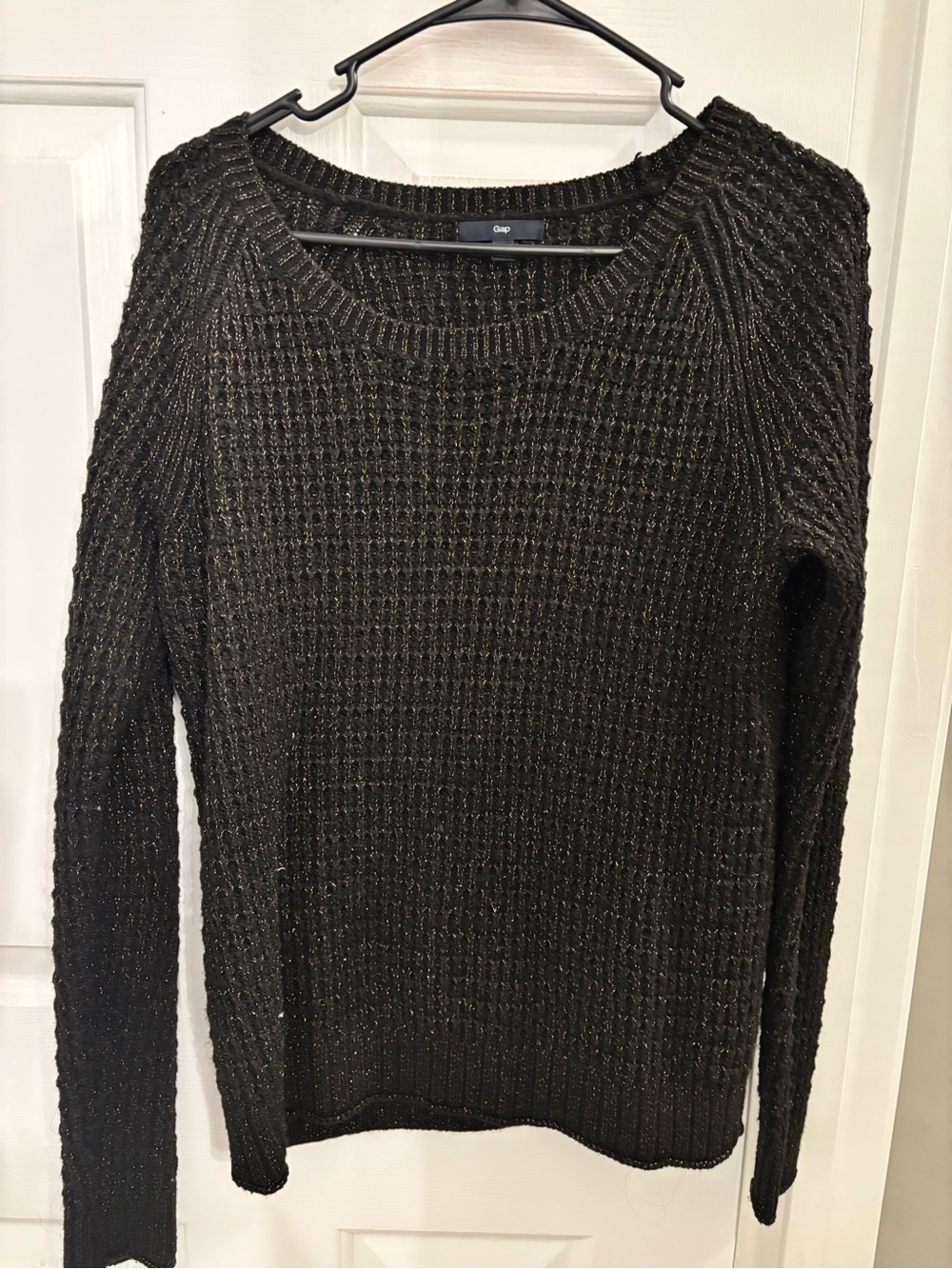 GAP Black Sweater with Metallic Thread Crewneck